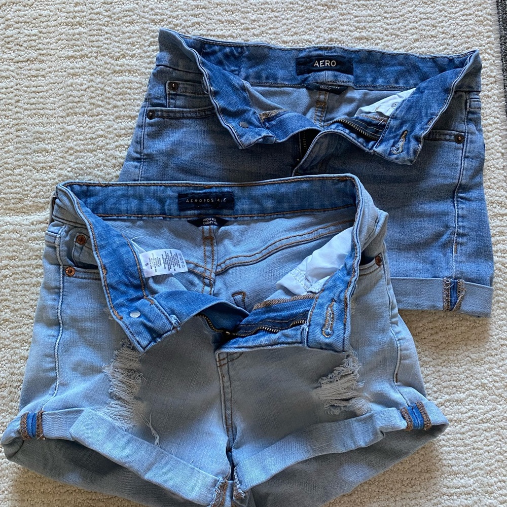 Two Aeropostale High Rise Jean Shorts